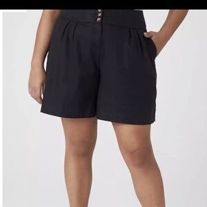 Women's Linen Blend Black City Shorts Stretch Waist Size 20 Timeless, Classic